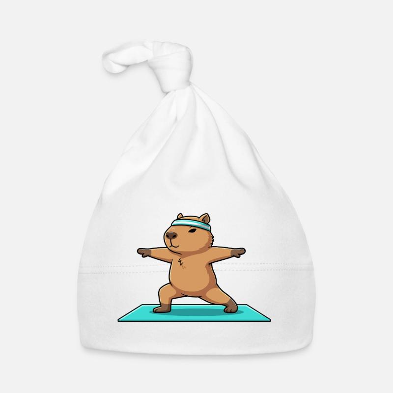 Yoga Capybara Roggeur en posture de guerrier Bonnet bio Bébé
