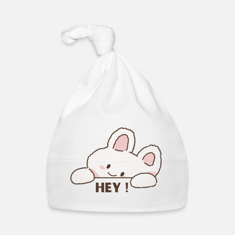 Cuddly Bunny Hey – Cute Cartoon Message Organic Baby Cap