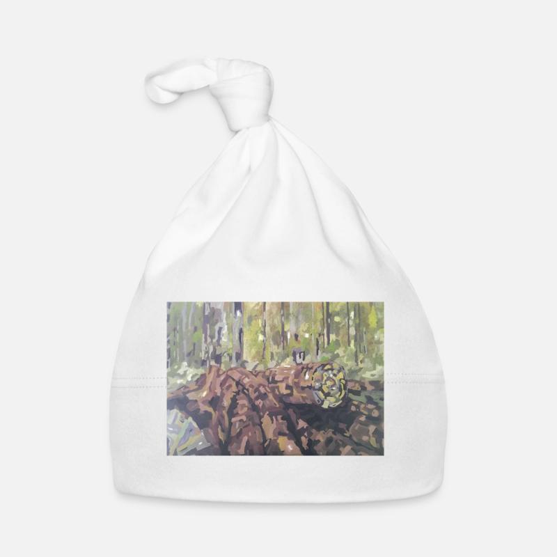Baumstämme im Wald – eine impressionistische Landschaft Baby Bio-Mütze
