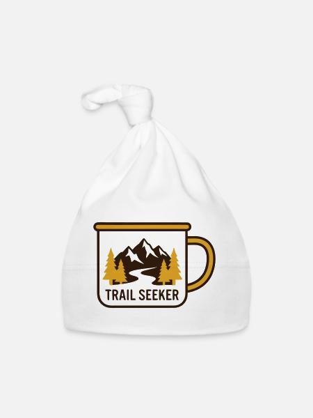 Logo de randonnée Mountains Mug - Bonnet bio Bébé - blanc - Devant
