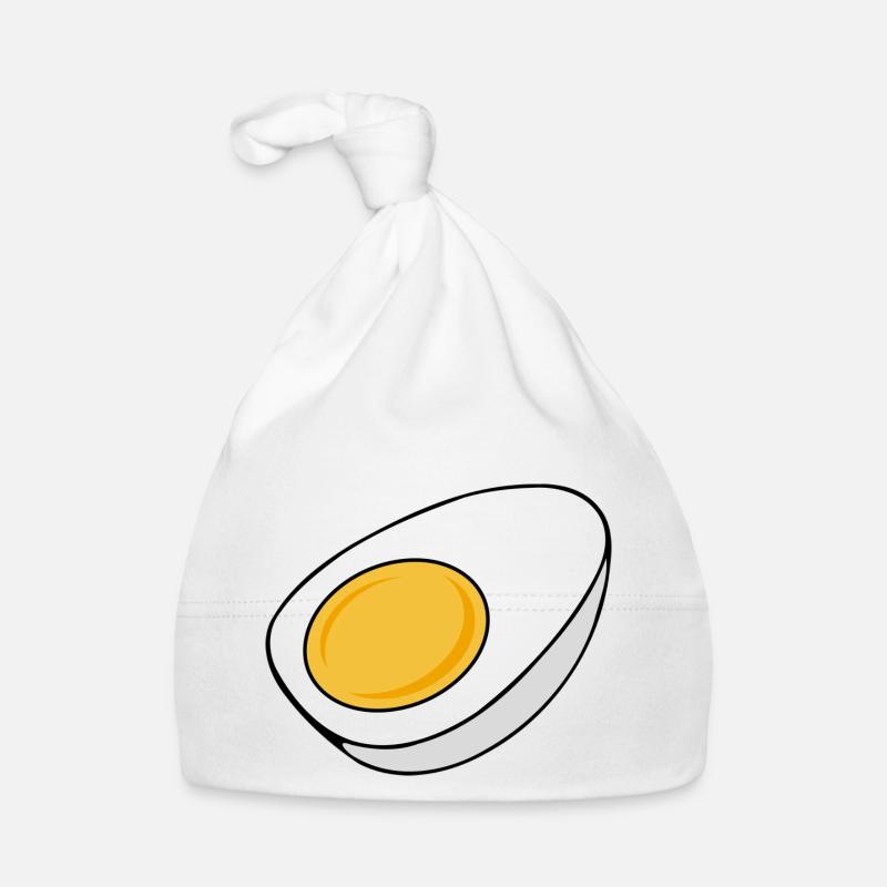 Oeuf cuit à moitié coupé - Bonnet bio Bébé - blanc