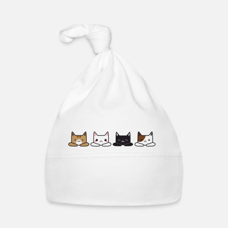 Les chats - Bonnet bio Bébé - blanc