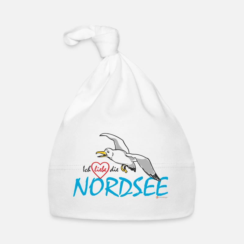Möwe, Ich liebe die Nordsee Baby Bio-Mütze