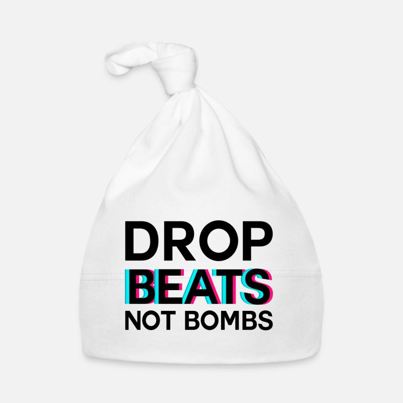 DROP BEATS NOT BOMBS DJ Music Dancing Party Organic Baby Cap