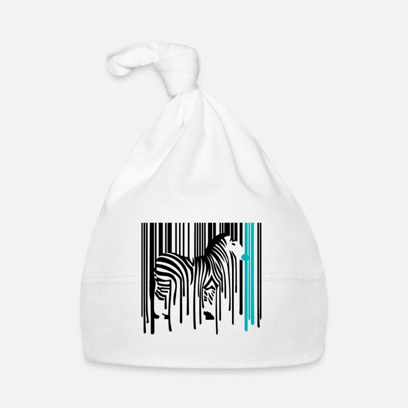 DRIPPY ZEBRA Code à barres Graffiti Street Art - Bonnet bio Bébé - blanc