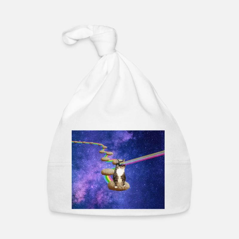 Cute tabby cat in outer space Organic Baby Cap