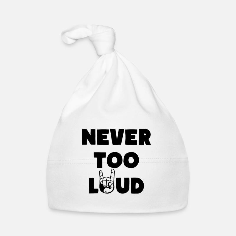 Devise de never too loud music Bonnet bio Bébé