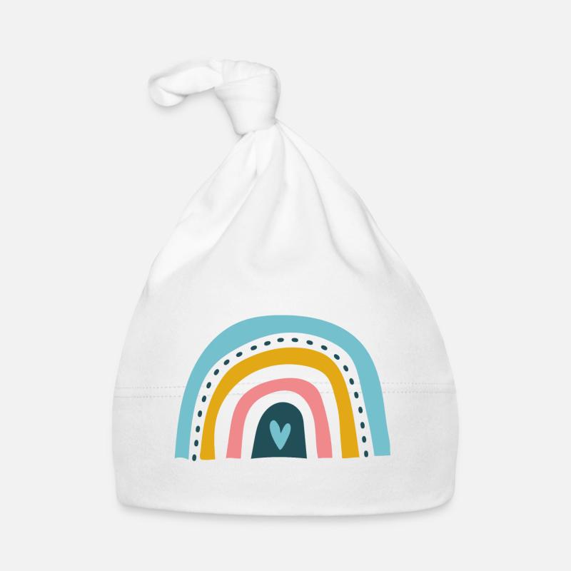 Arc-en-ciel avec cœur - Bonnet bio Bébé - blanc
