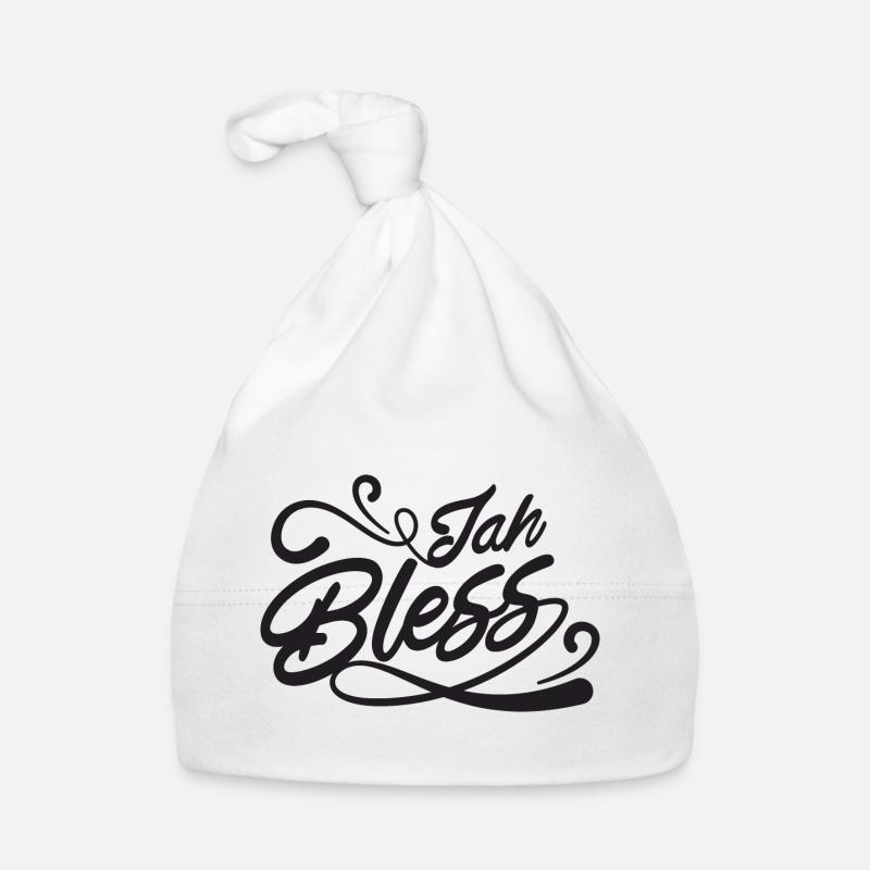 Jah Bless Script - Baby Bio-Mütze - Weiß
