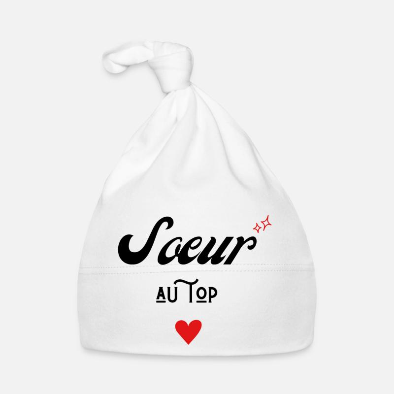 Sœur au top idée cadeau - Bonnet bio Bébé - blanc