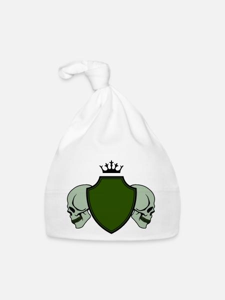 Armoiries du crâne - Bonnet bio Bébé - blanc - Devant