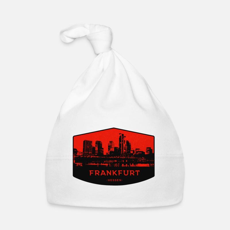 Frankfurter Skyline Patch Rot Schwarz Baby Bio-Mütze