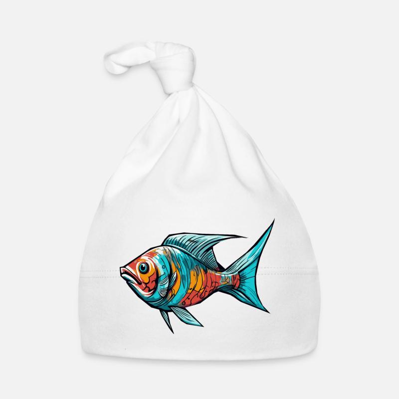 Poisson Graffiti coloré Bonnet bio Bébé