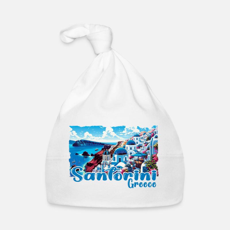 Santorin, Grèce, océan, île grecque Bonnet bio Bébé