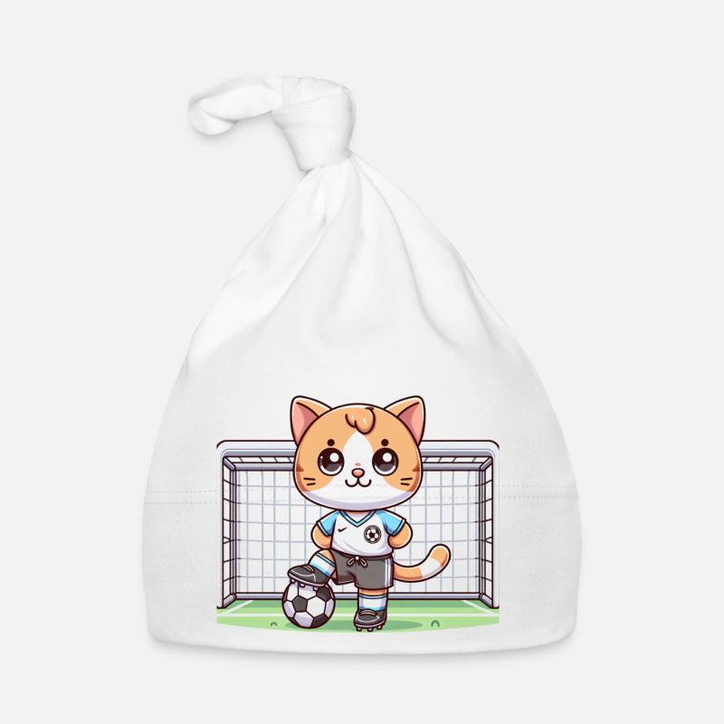 Cute Soccer Player Cat Organic Baby Cap