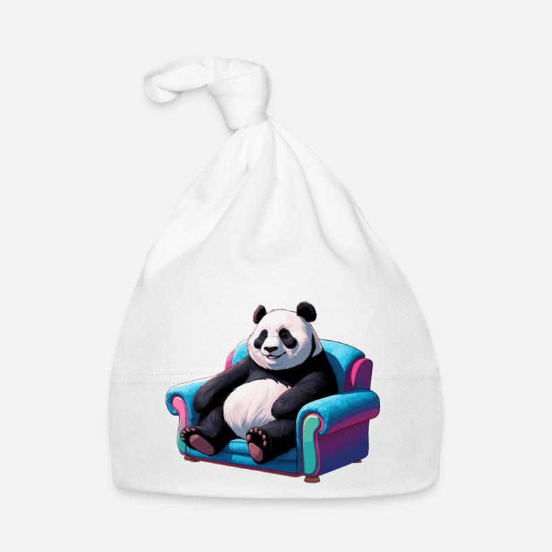Cool panda on the couch Organic Baby Cap