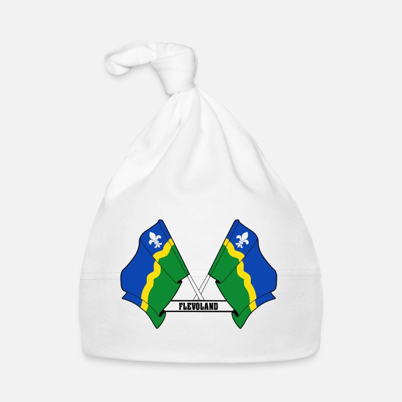 Deux drapeaux texte FLEVOLAND Bonnet bio Bébé
