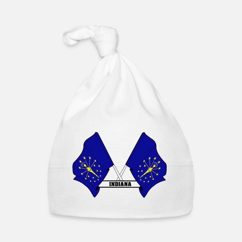 Two flags text INDIANA Organic Baby Cap