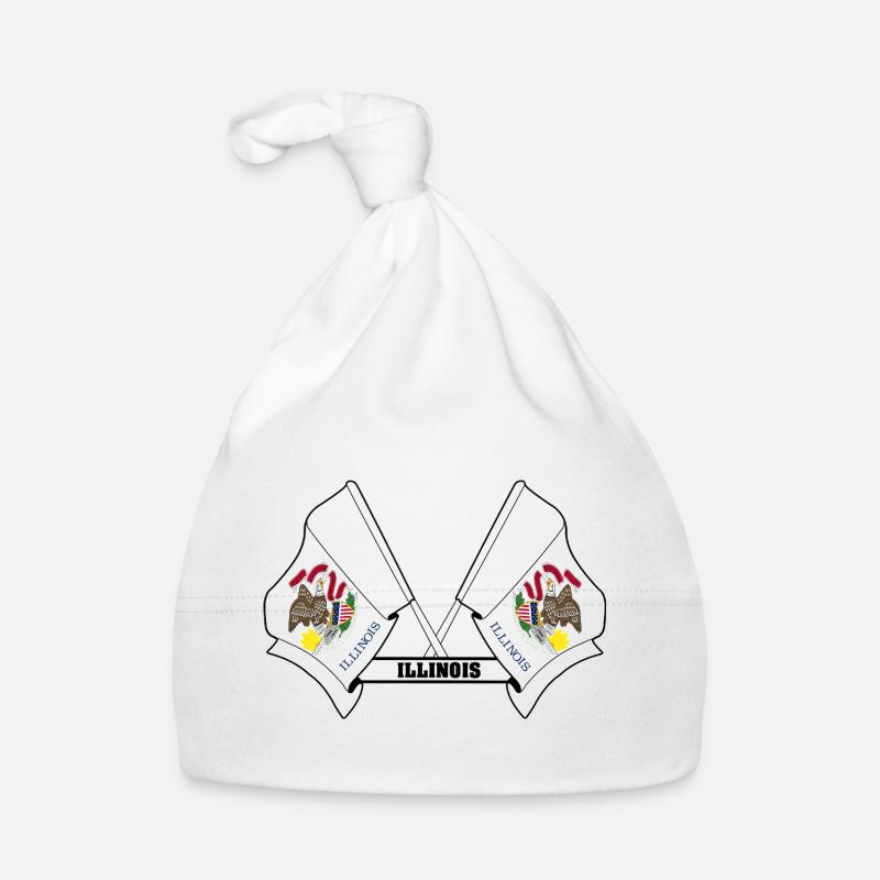 Deux drapeaux texte ILLINOIS Bonnet bio Bébé