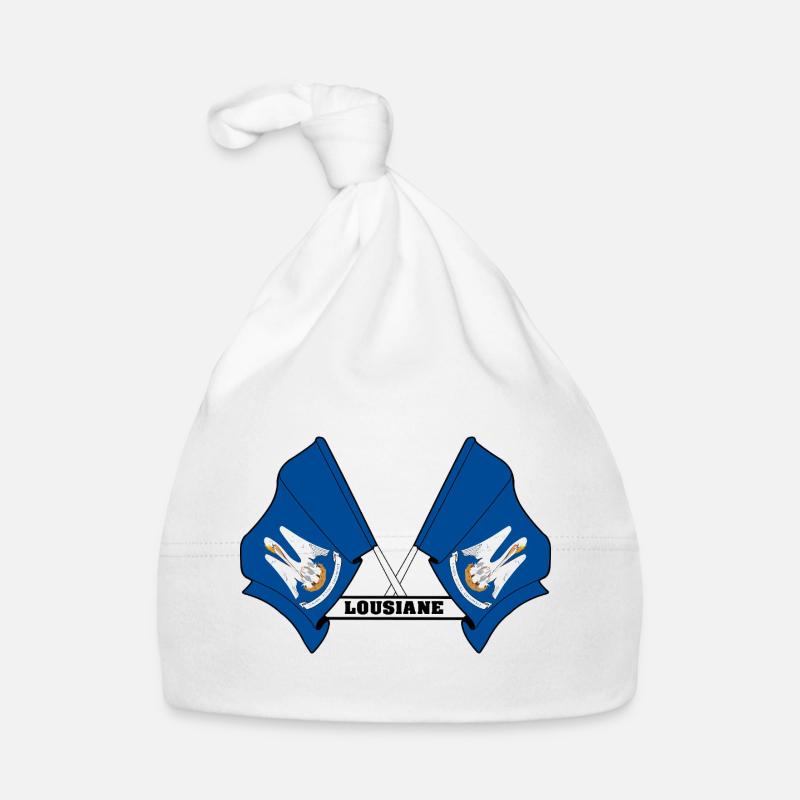 Two flags text LOUSIANE Organic Baby Cap