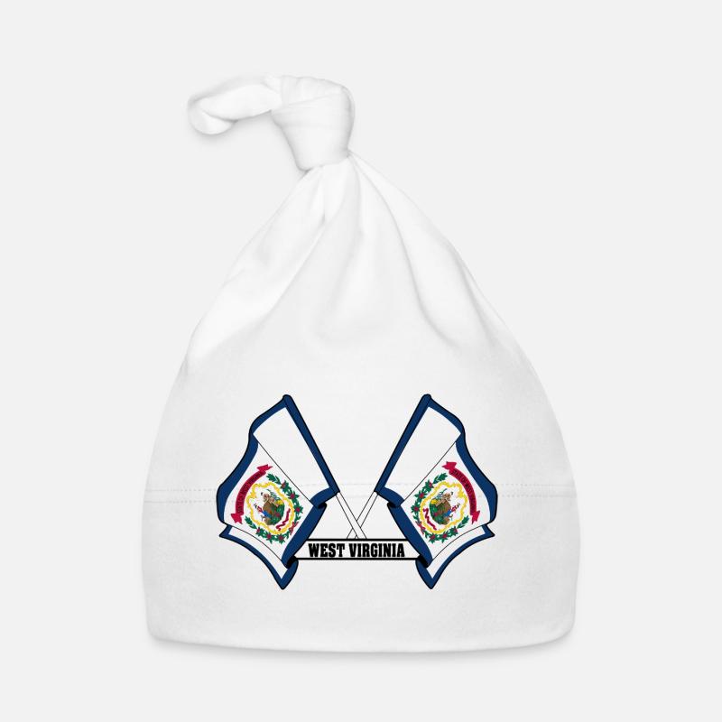 Two flags text WEST VIRGINIA Organic Baby Cap