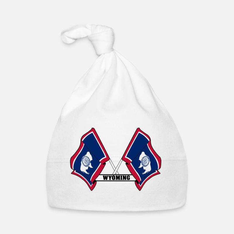 Two flags text WYOMING Organic Baby Cap