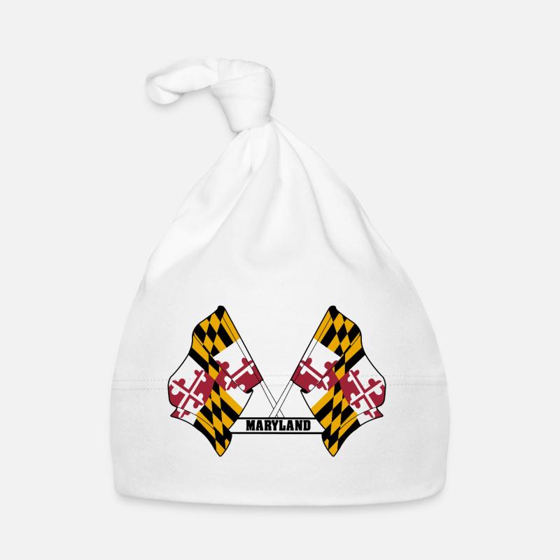 Two flags text MARYLAND Organic Baby Cap