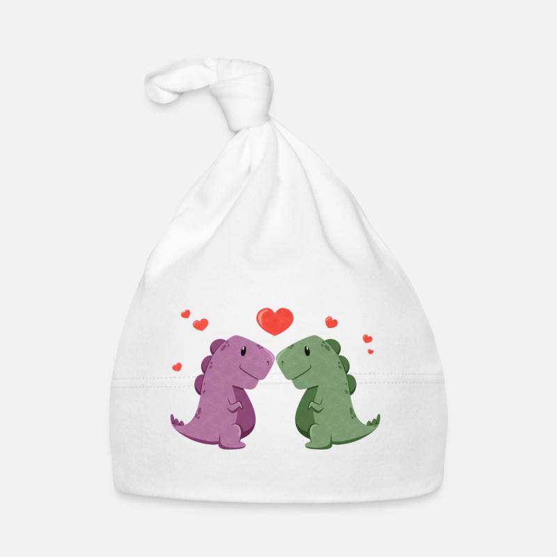 Cute dinosaurs with a heart Organic Baby Cap