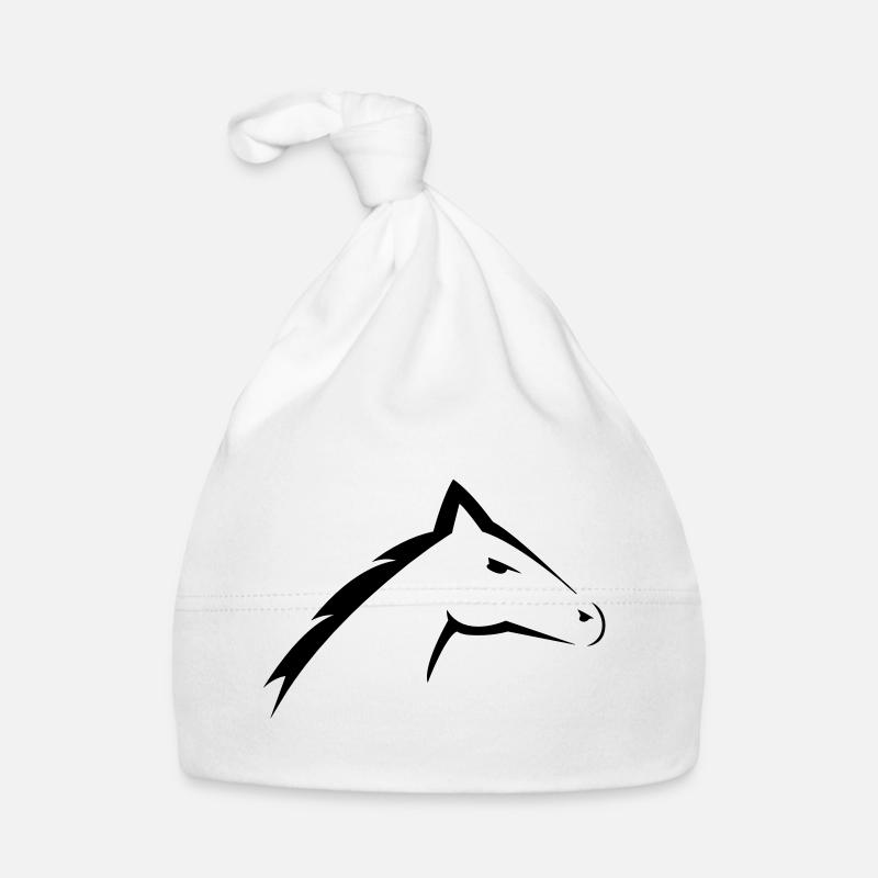 Tête de cheval | Conception de silhouette de tête de cheval - Bonnet bio Bébé - blanc