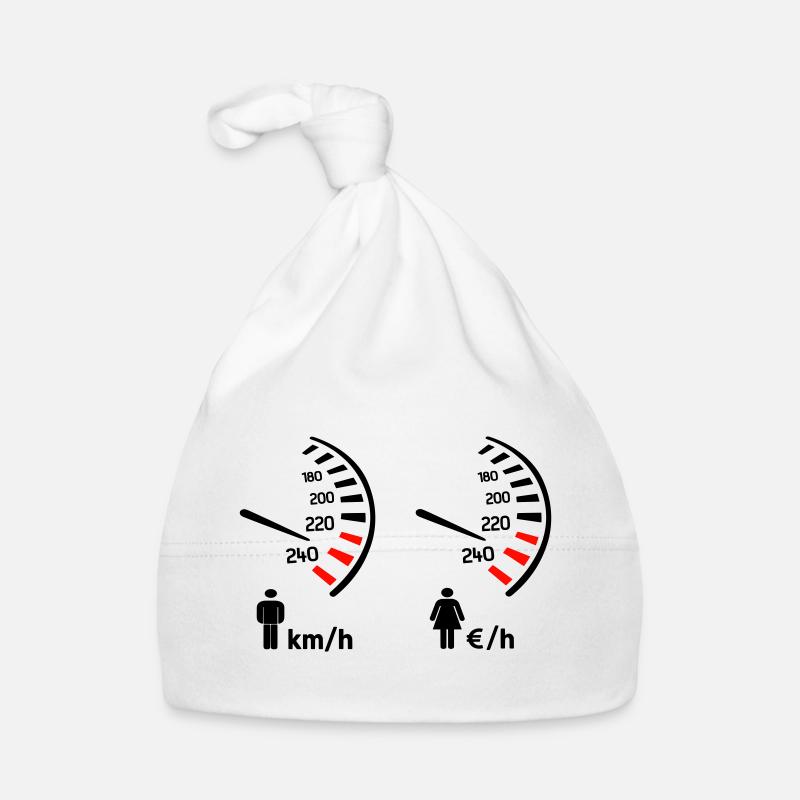 compteur de vitesse km/h et compteur de dépense  - Bonnet bio Bébé - blanc