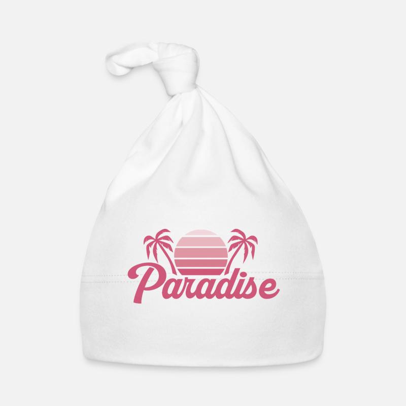Silhouette de coucher de soleil tropical - Bonnet bio Bébé - blanc