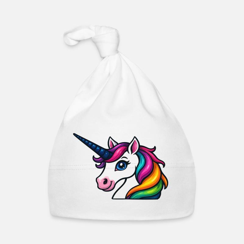 Strahlendes Regenbogen-Einhorn Baby Bio-Mütze