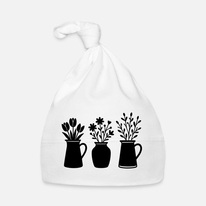 Three Vases with Flowers – Spring Motif Organic Baby Cap