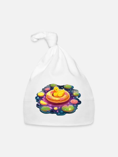 Donut ducks in galaxy lake - Organic Baby Cap - white - Front