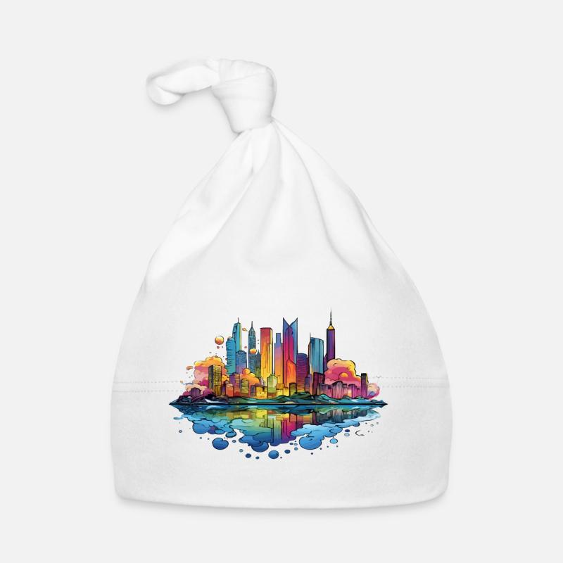 Bunte Skyline Reflektion Baby Bio-Mütze