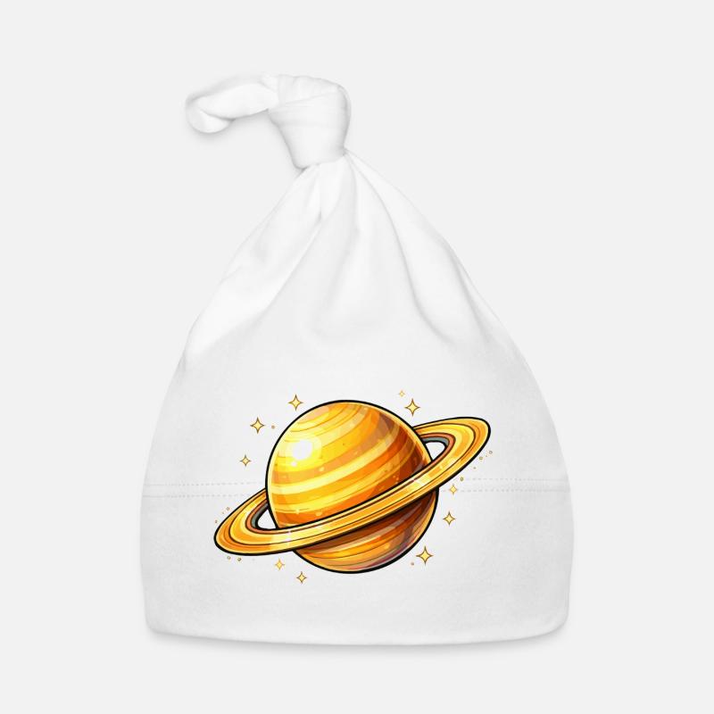 Saturn with glowing rings Organic Baby Cap