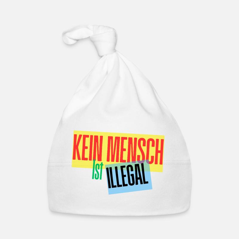 No One Is Illegal Protest Design - Organic Baby Cap - white