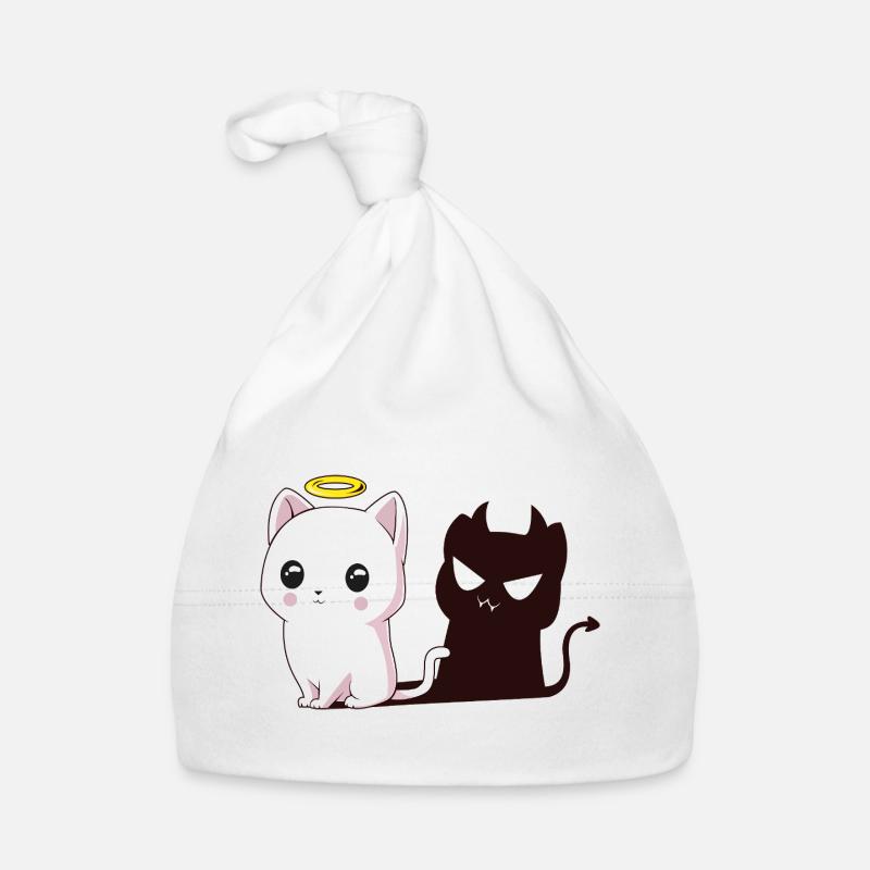 Kawaii Angel Cat with Devil Shadow Organic Baby Cap