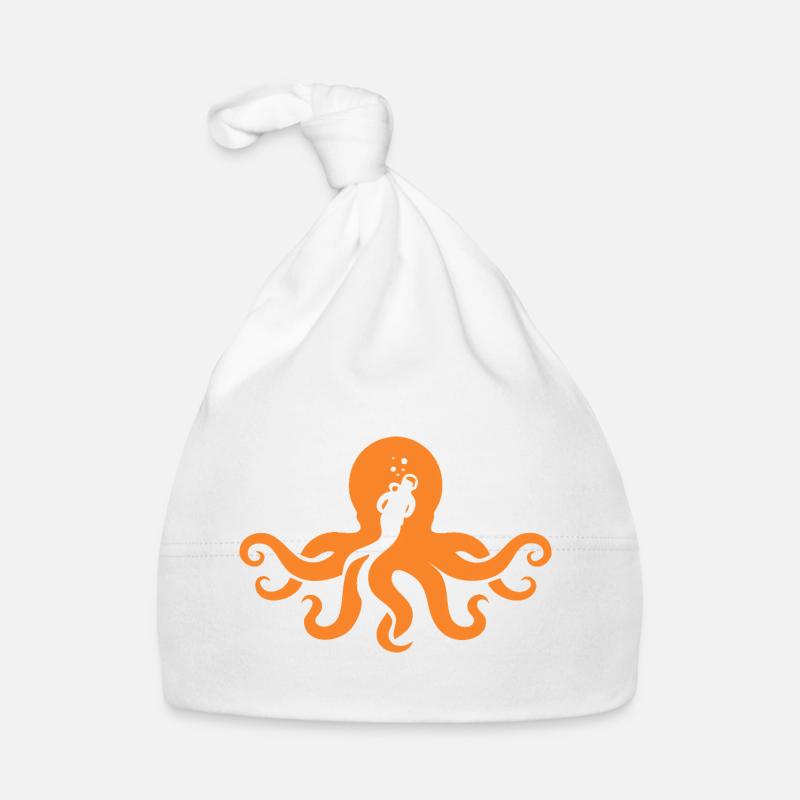 Orange Octopus Diver Organic Baby Cap