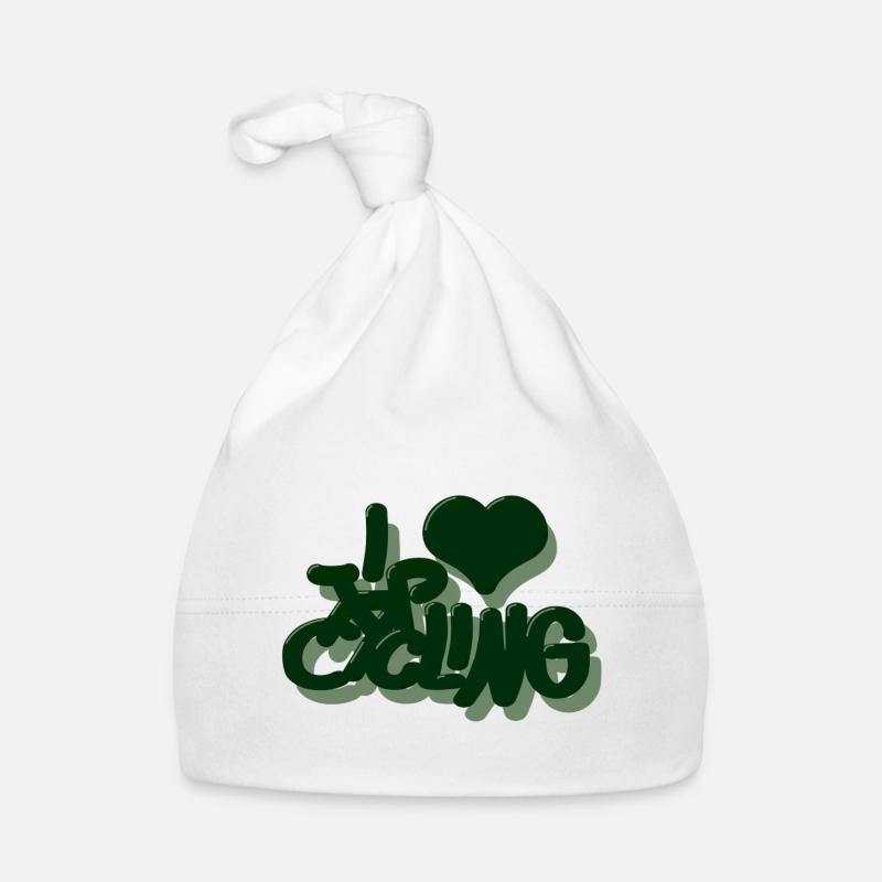 I_love_Cycling_dunkelgrun - Bonnet bio Bébé - blanc