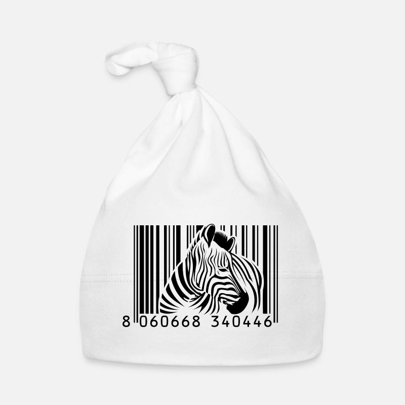 Barcode Zebra - Baby Bio-Mütze - Weiß
