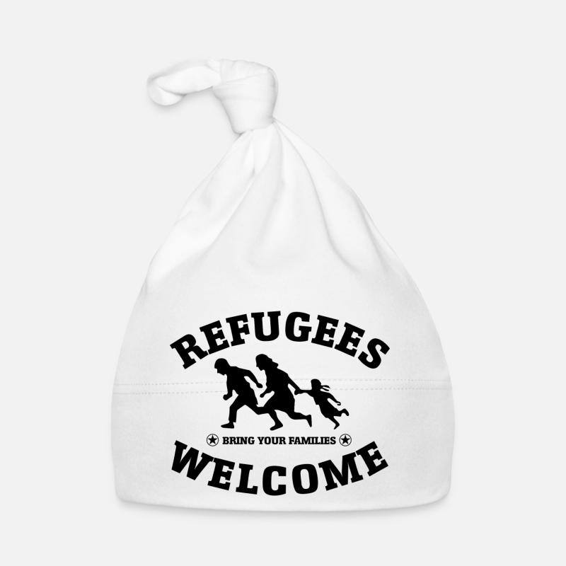 Refugees Welcome (versch. Farben) - Baby Bio-Mütze - Weiß