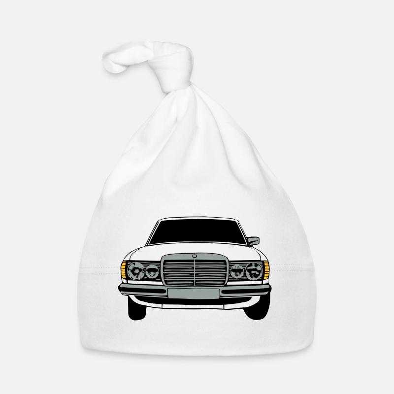 MB W123 Youngtimer Oldtimer,70er,80er (25) - Baby Bio-Mütze - Weiß