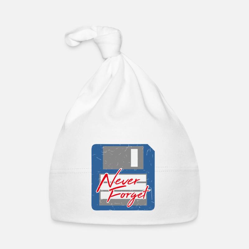 Never Forget Diskette Computer Memory PC Retro Organic Baby Cap