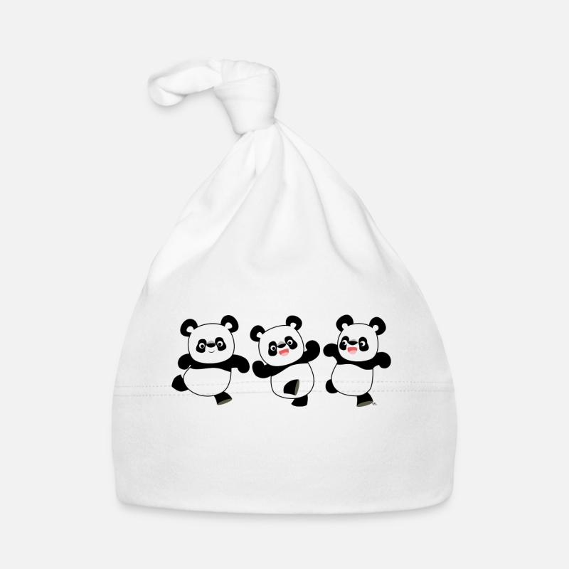 Trois Petits Pandas cartoon mignons par Cheerful Bonnet bio Bébé