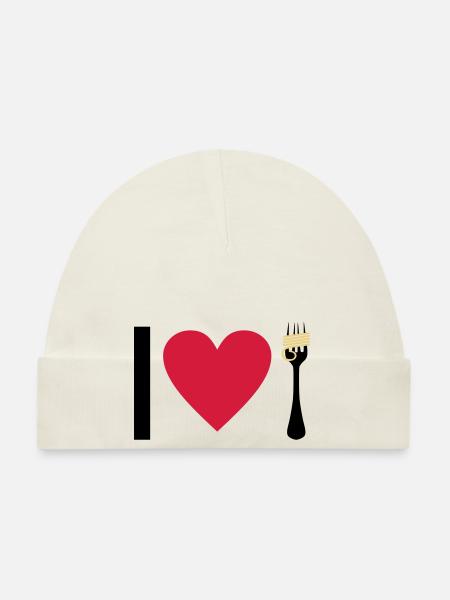I love Pasta - Bonnet bio Bébé - blanc - Devant