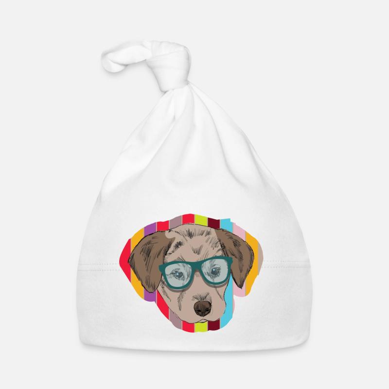 Nerd dog as a hipster with glasses Organic Baby Cap