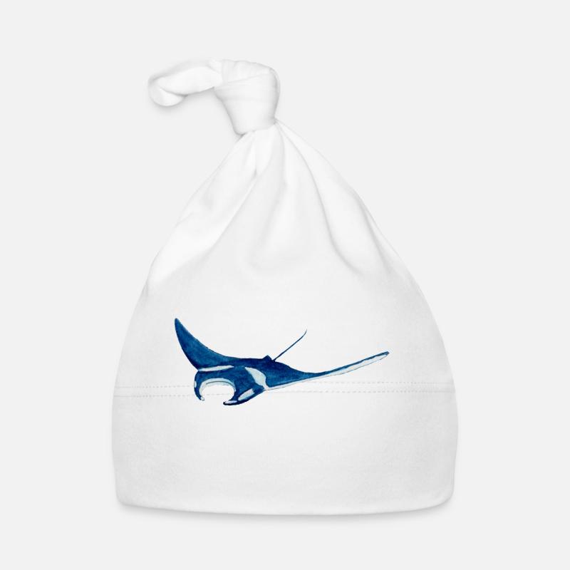 Raie manta var2 - Bonnet bio Bébé - blanc