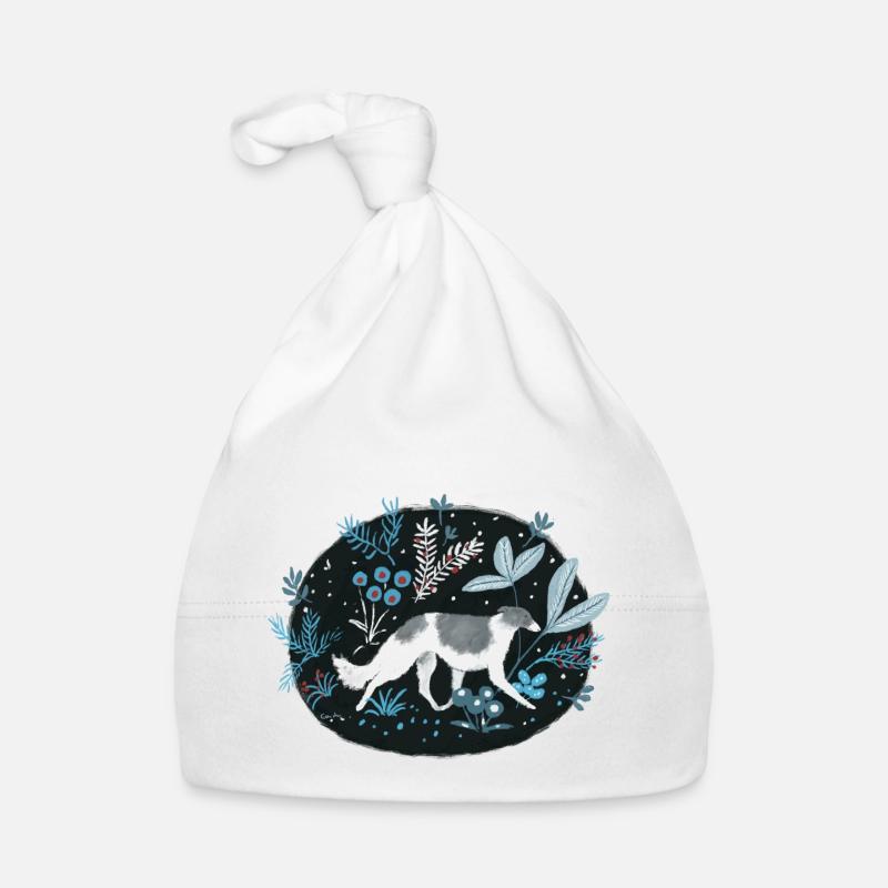 Barsoi im Mitternachtswald Baby Bio-Mütze