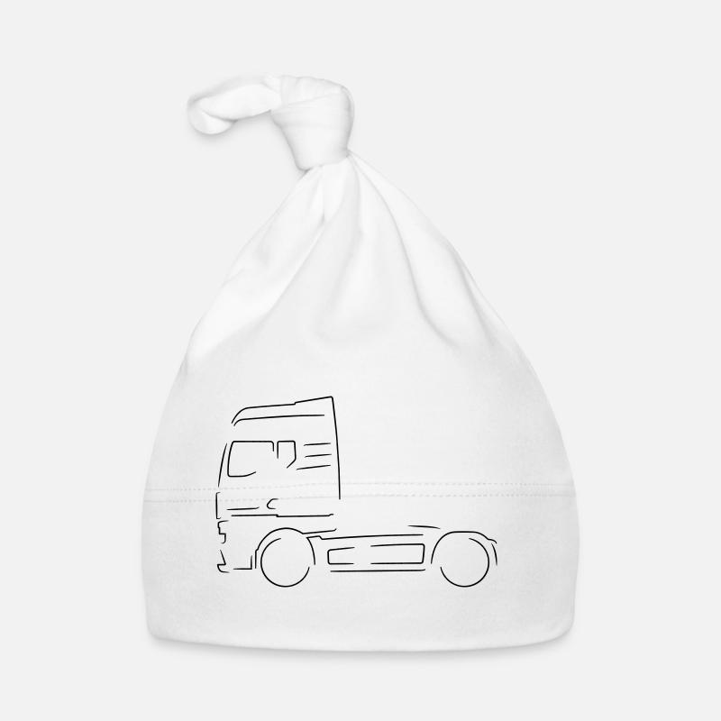 Dessin au trait de contour de camion allemand - Bonnet bio Bébé - blanc